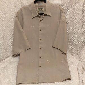 Bamboo Cay Fine Men’s Resort Wear S/S Button Down Shirt in Light Tan in XL